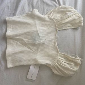 NWT “Endless Rose” white crop ribbed top - Size XS